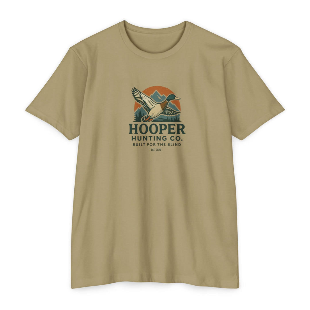"Mallard flying over mountain design" - T-Shirt