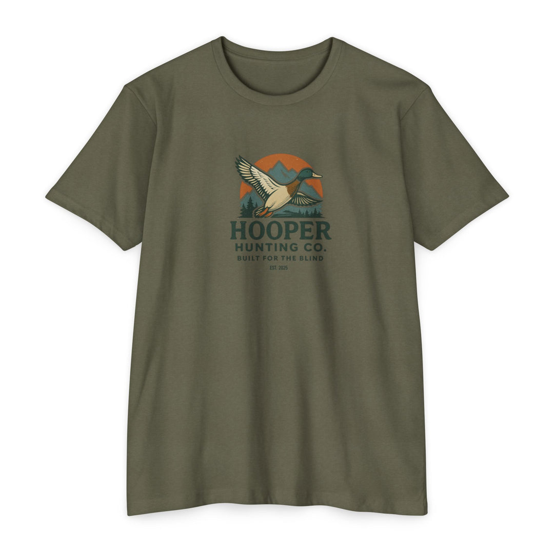 "Mallard flying over mountain design" - T-Shirt