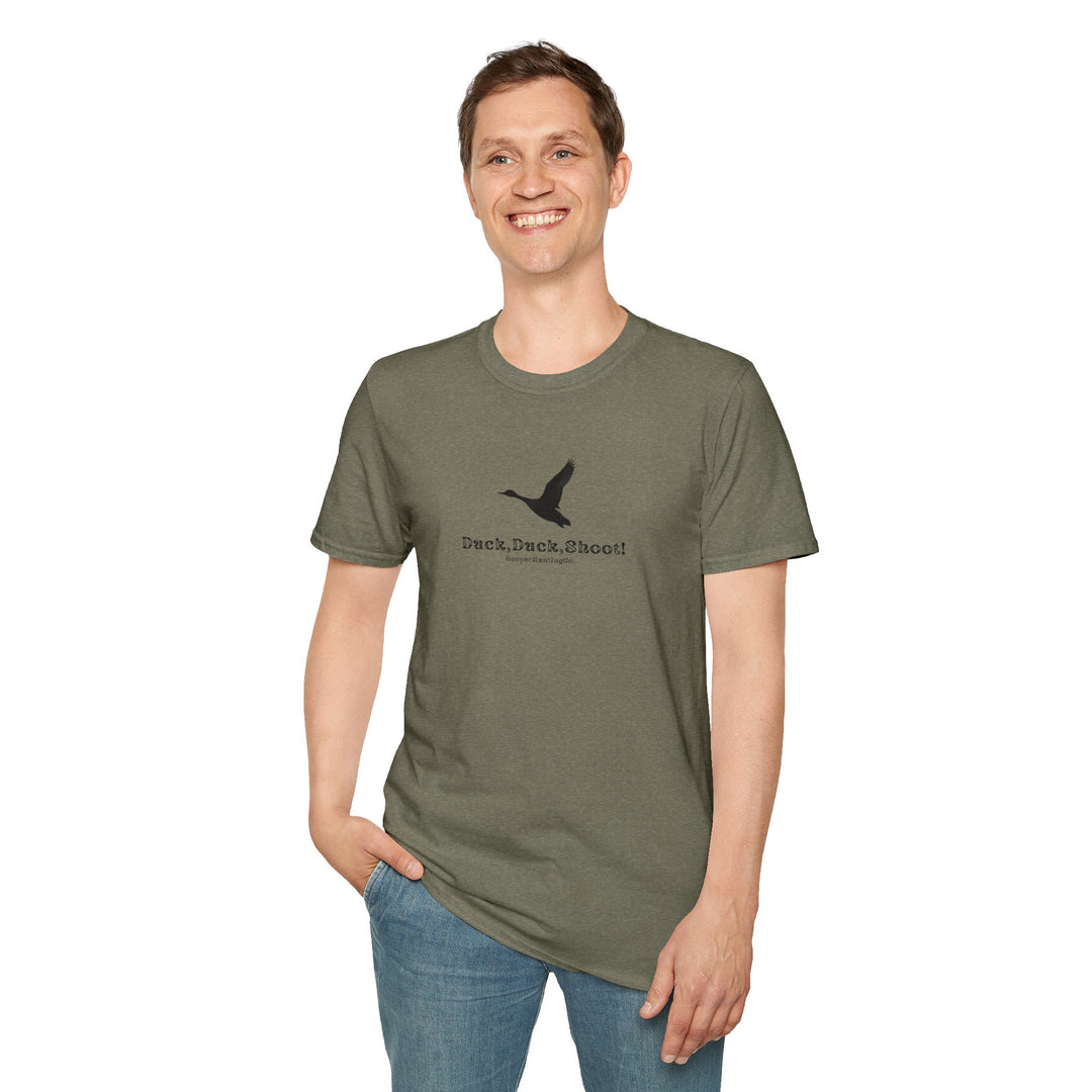 Unisex Softstyle T-Shirt - "Duck, Duck, Shoot!" Outdoor Adventure Tee