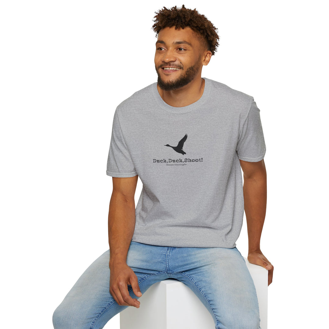 Unisex Softstyle T-Shirt - "Duck, Duck, Shoot!" Outdoor Adventure Tee