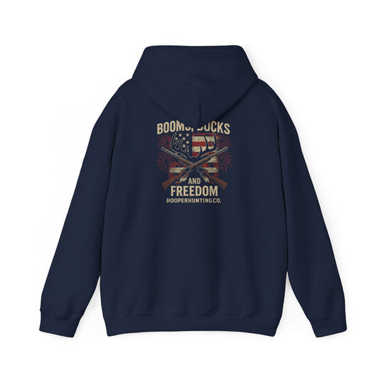 "Booms, Bucks & Freedom" – Patriotic Hunting Hoodie