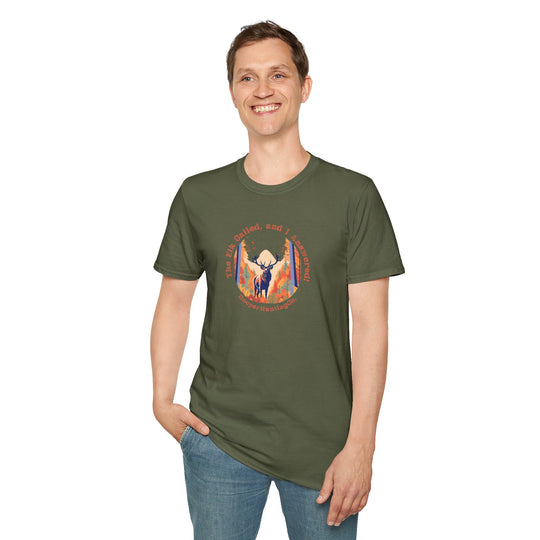 Nature-Inspired Unisex Softstyle T-Shirt - "The Elk Called, and I Answered" Graphic Tee