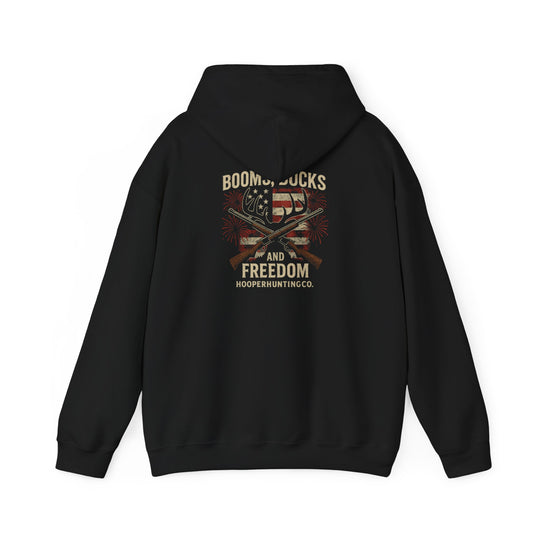 "Booms, Bucks & Freedom" – Patriotic Hunting Hoodie