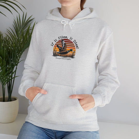 "If it flies, It dies" Hoodie for Adventure Lovers - Unisex Heavy Blend™ Sweatshirt