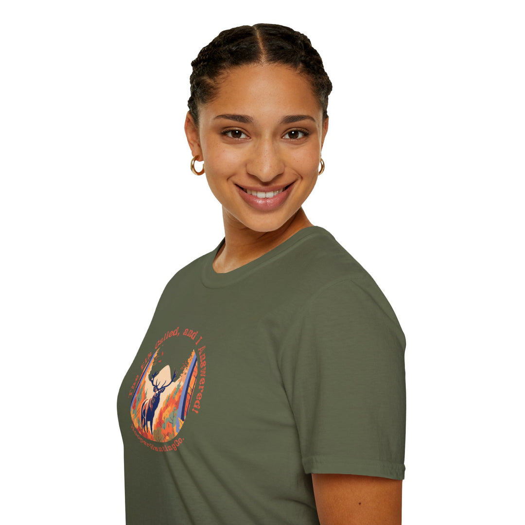 Nature-Inspired Unisex Softstyle T-Shirt - "The Elk Called, and I Answered" Graphic Tee