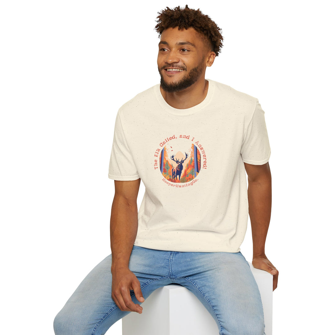 Nature-Inspired Unisex Softstyle T-Shirt - "The Elk Called, and I Answered" Graphic Tee