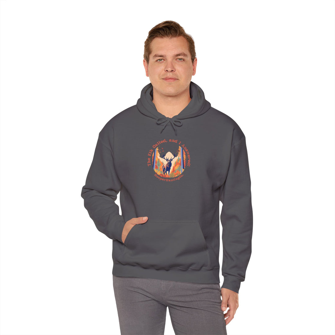 Inspirational Unisex Heavy Blend™ Hooded Sweatshirt – "The Elk, called, and I answered" Design