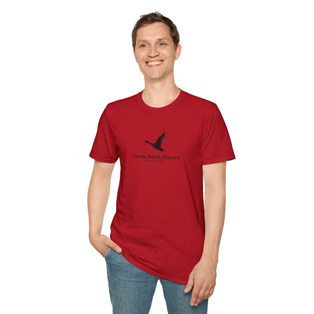 Unisex Softstyle T-Shirt - "Duck, Duck, Shoot!" Outdoor Adventure Tee