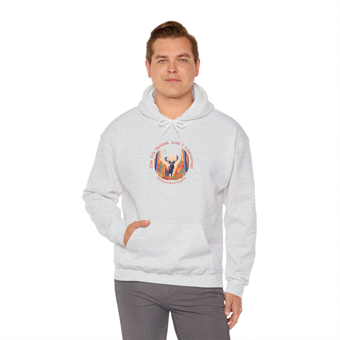 Inspirational Unisex Heavy Blend™ Hooded Sweatshirt – "The Elk, called, and I answered" Design