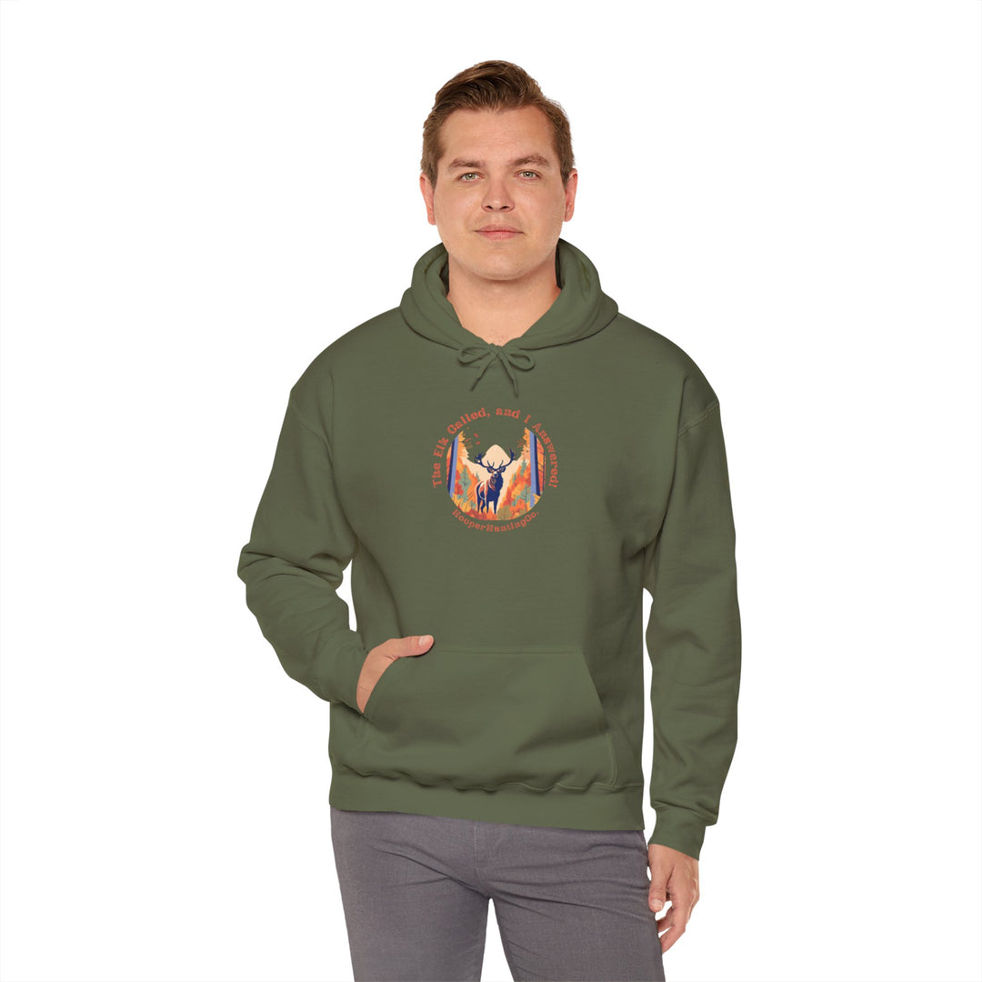 Inspirational Unisex Heavy Blend™ Hooded Sweatshirt – "The Elk, called, and I answered" Design