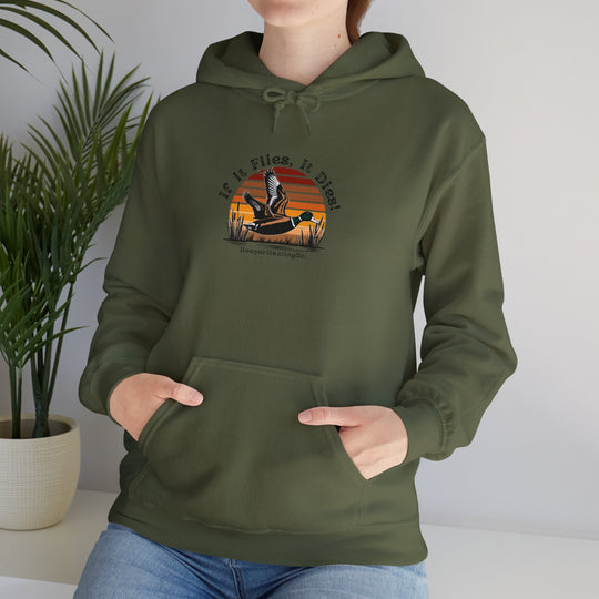 "If it flies, It dies" Hoodie for Adventure Lovers - Unisex Heavy Blend™ Sweatshirt