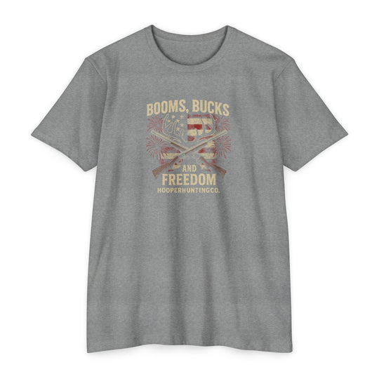 "Booms, Bucks & Freedom" – Patriotic Hunting T-Shirt