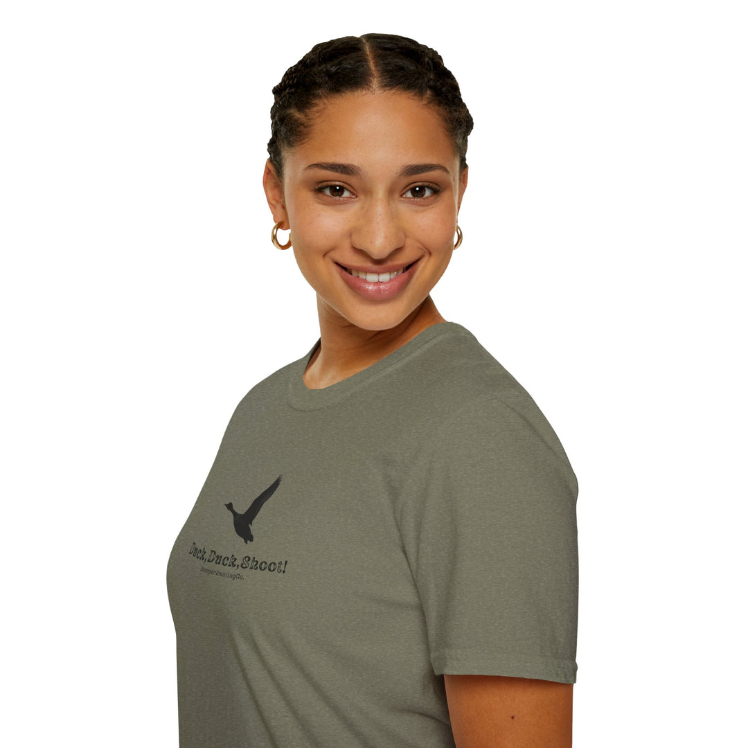 Unisex Softstyle T-Shirt - "Duck, Duck, Shoot!" Outdoor Adventure Tee