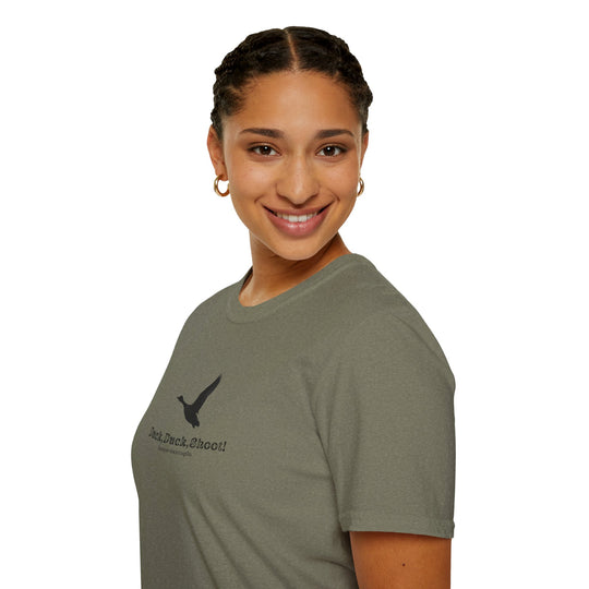 Unisex Softstyle T-Shirt - "Duck, Duck, Shoot!" Outdoor Adventure Tee