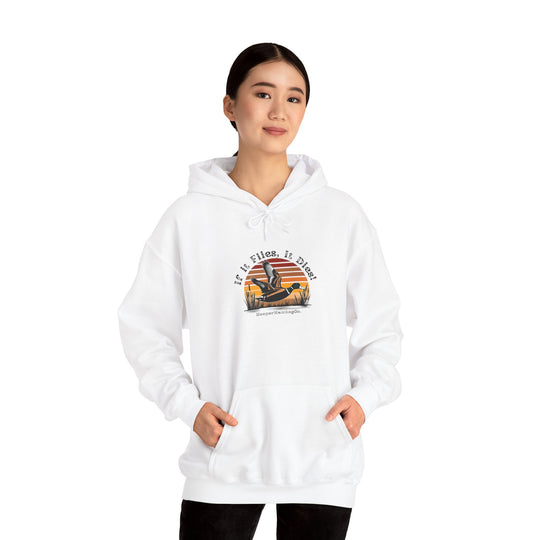 "If it flies, It dies" Hoodie for Adventure Lovers - Unisex Heavy Blend™ Sweatshirt