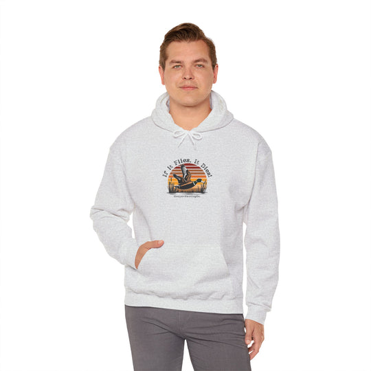 "If it flies, It dies" Hoodie for Adventure Lovers - Unisex Heavy Blend™ Sweatshirt