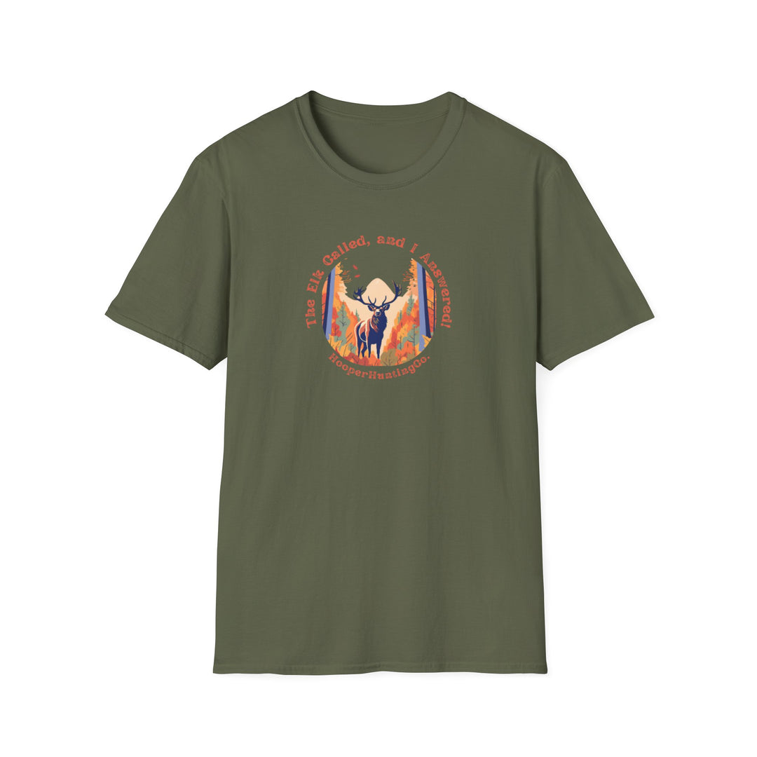 Nature-Inspired Unisex Softstyle T-Shirt - "The Elk Called, and I Answered" Graphic Tee