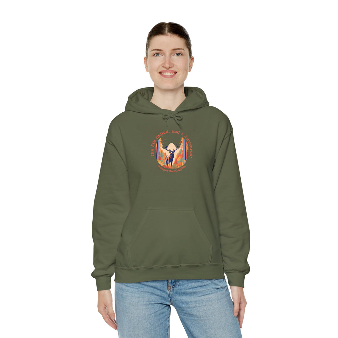 Inspirational Unisex Heavy Blend™ Hooded Sweatshirt – "The Elk, called, and I answered" Design