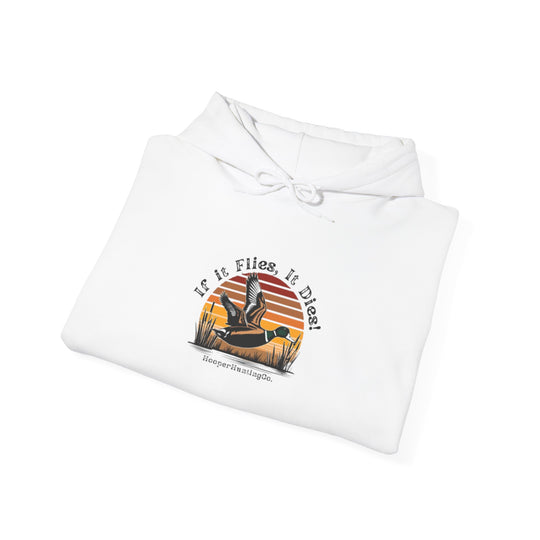 "If it flies, It dies" Hoodie for Adventure Lovers - Unisex Heavy Blend™ Sweatshirt